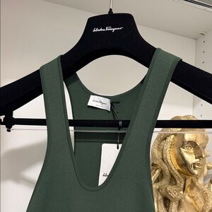 Salvatore Ferragamo Dark Olive Green Sleeveless Tank